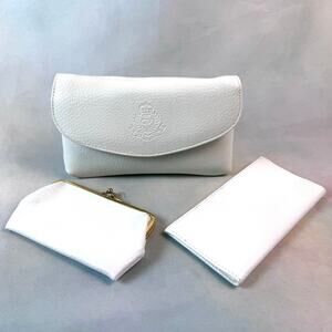 Vintage Tandem White Faux Leather Clutch Purse With Coin Pouch & Wallet